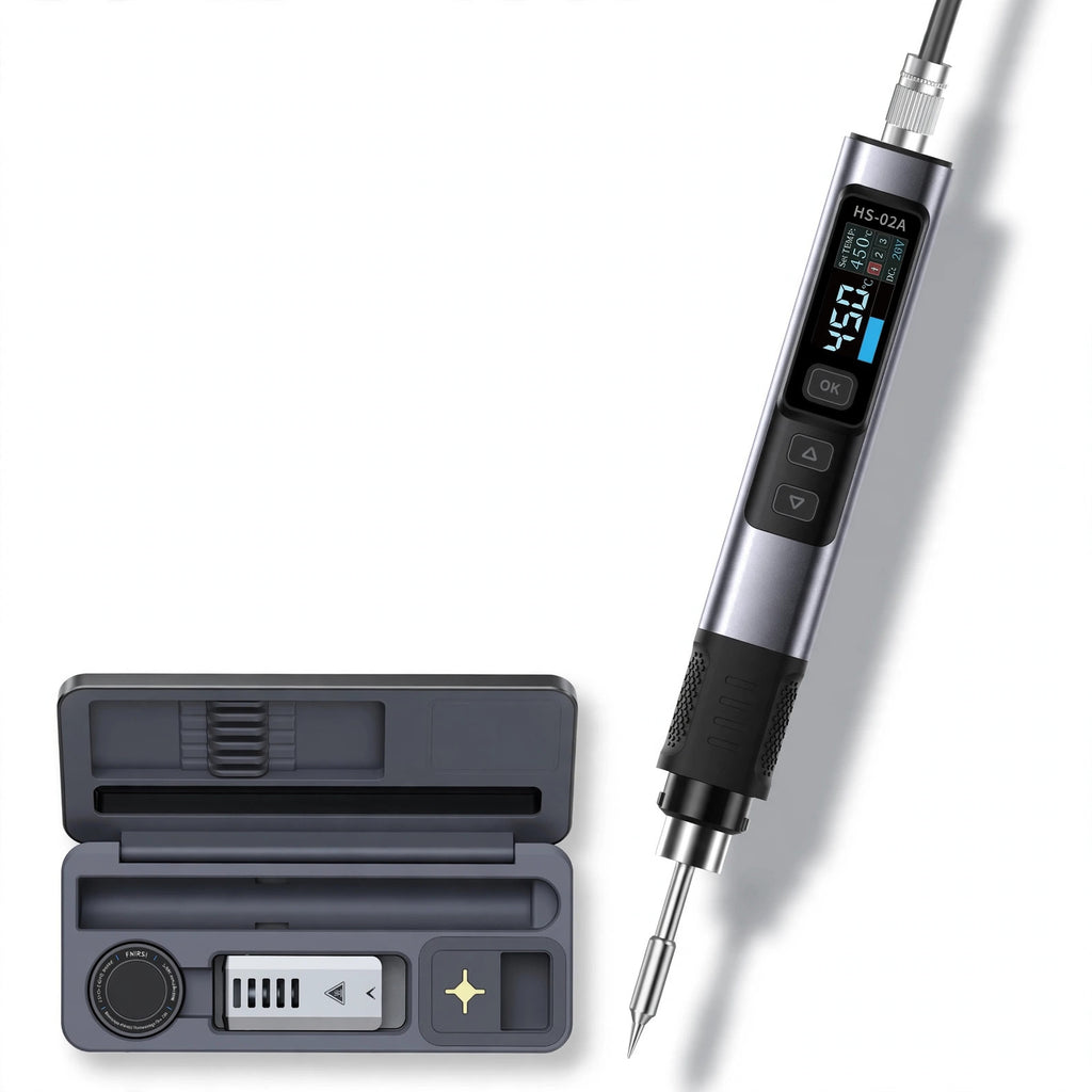 FNIRSI HS-02 Adjustable Temperature Soldering Iron DC 20V 100-450℃ Welding Solder Rework Station PD 100W Portable Repair Tool