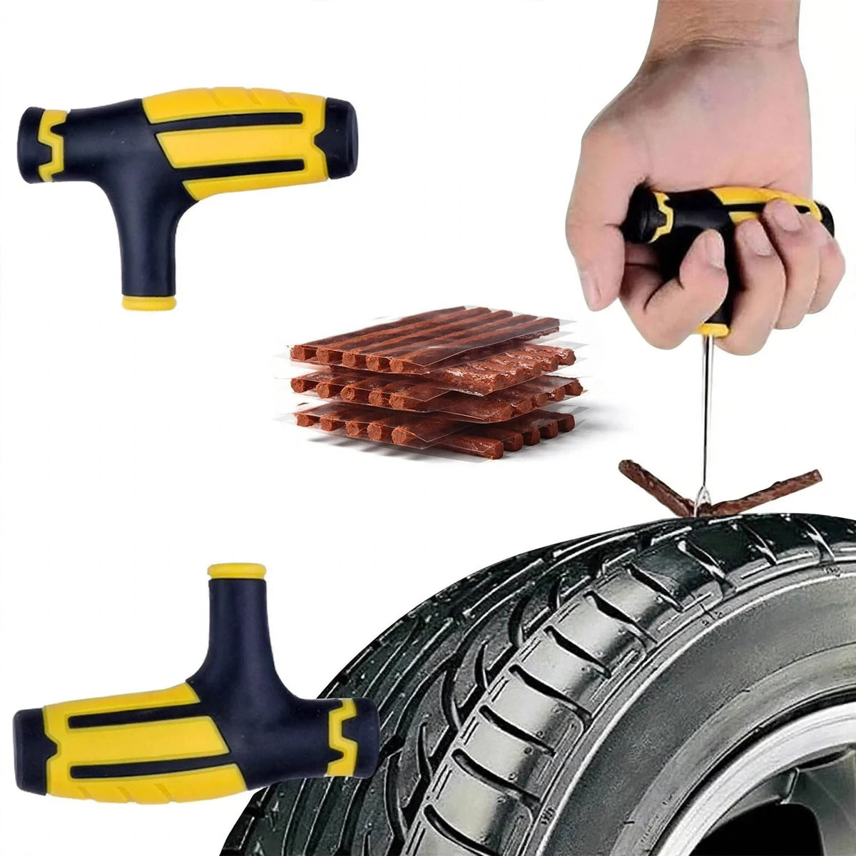 Tubeless Tire Repair Kit | 7-Pc Puncture Plug Set