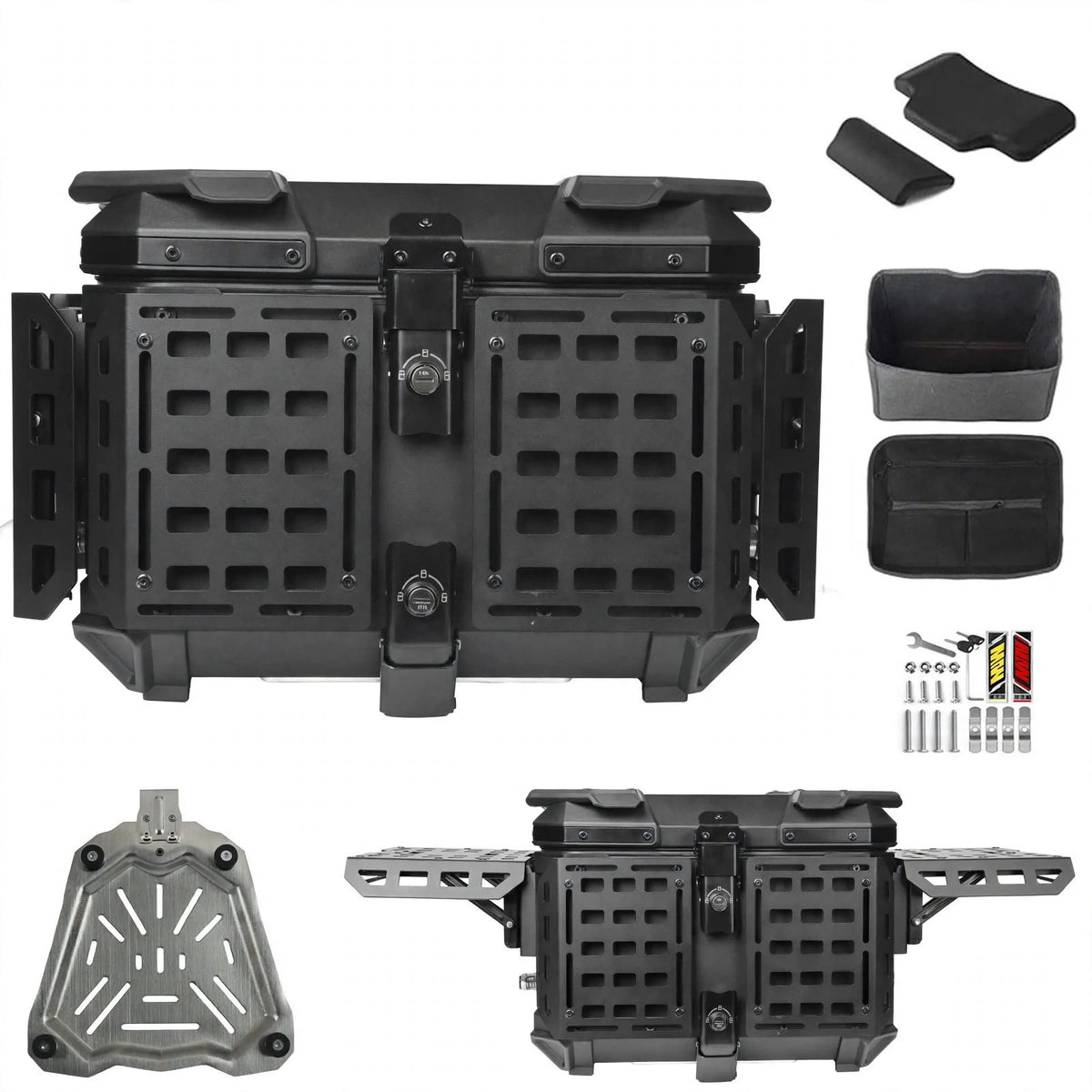 Aluminum Top Box 45L | Waterproof Trunk | Universal Moto Fit