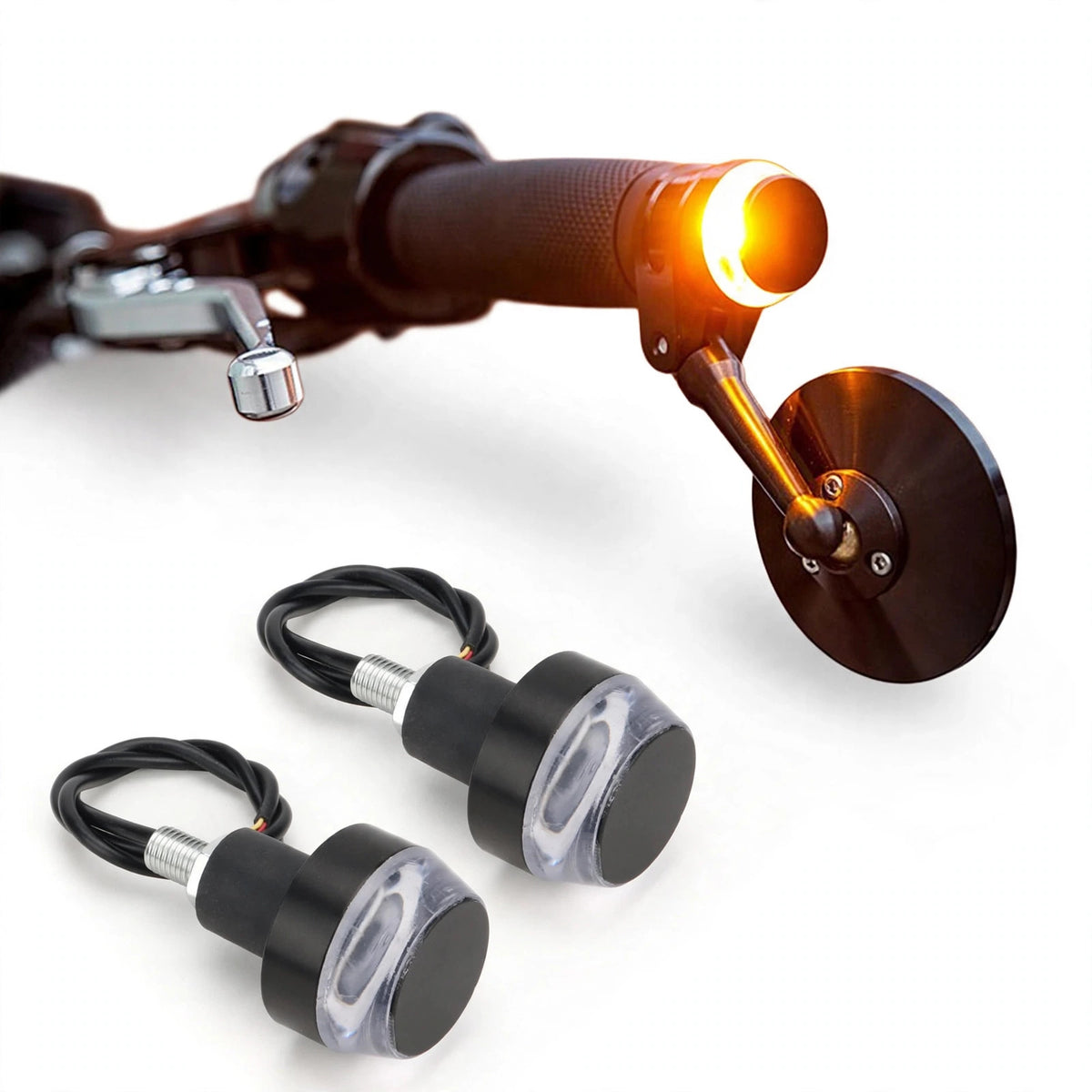 LED Bar-End Turn Signals | 12V Handlebar Indicators | Pair