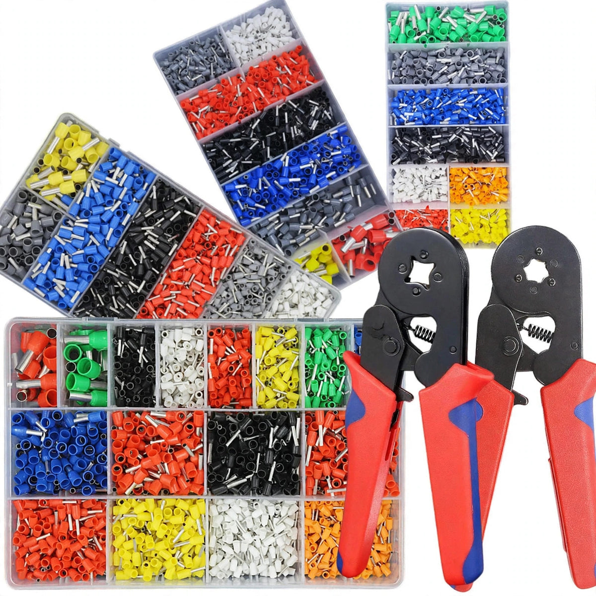 Boxed VE Tubular Crimp Terminals,Cable Electrical Connector,Insulated Wire Connectors,Tube Type Terminal Crimping Pliers HSC86-4