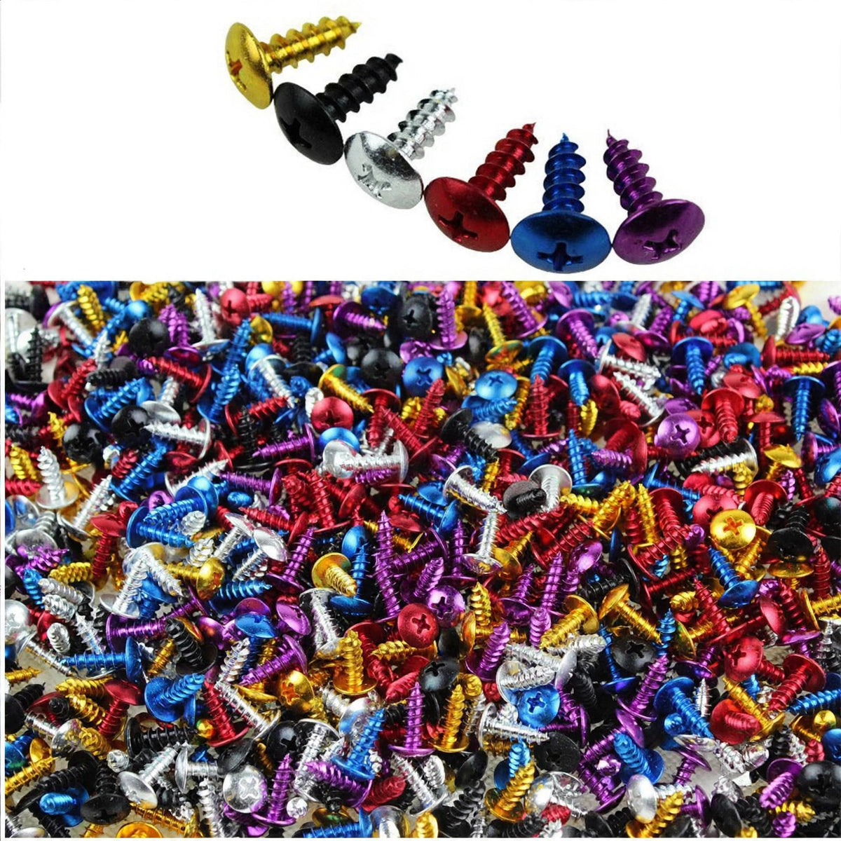 30pcs 6 colors red blue yellow purple silver black decal motocross nuts bolts 2cm motorbike parts decal Off-road dirt pit bike accessories colorful decoration motocross pointed screw moto screw motorcycle tip screw