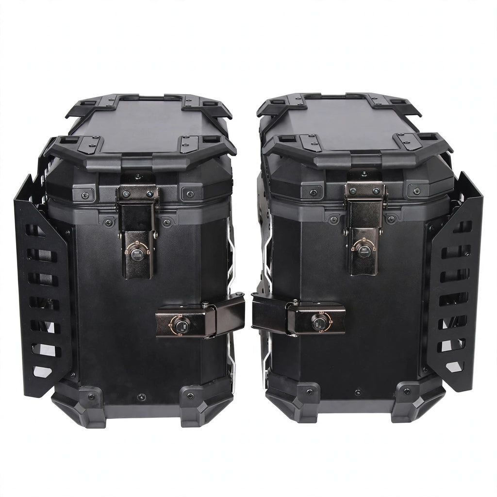 1 Pair 38L Folding Armored Motorcycle Side Box Aluminum Alloy Side Luggage Cases Quick Release Saddlebag Waterproof Toolbox