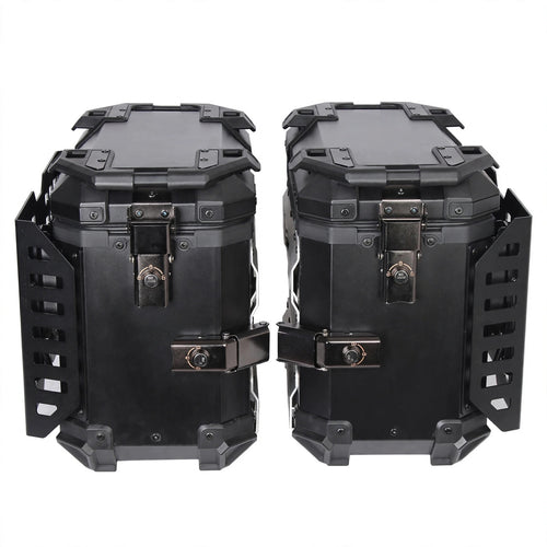 1 Pair 38L Folding Armored Motorcycle Side Box Aluminum Alloy Side Luggage Cases Quick Release Saddlebag Waterproof Toolbox