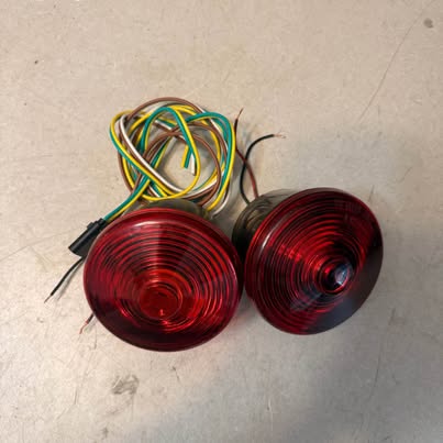Round Red Trailer Tail Lights with Wiring Harness