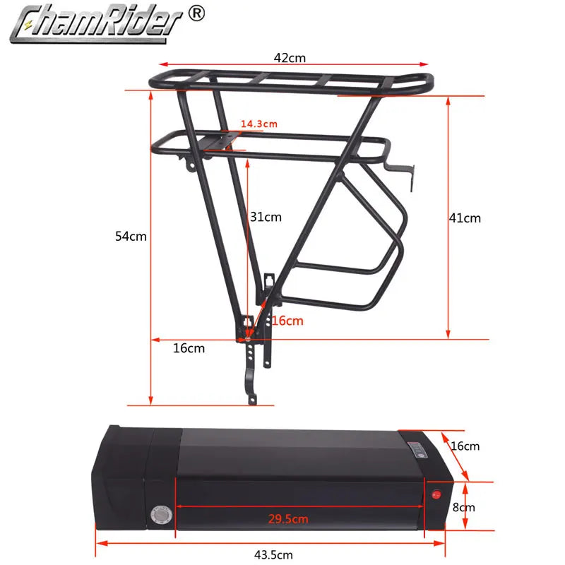 E-Bike Battery Case | 5V USB Luggage Rack Box | 10S-20S Builds