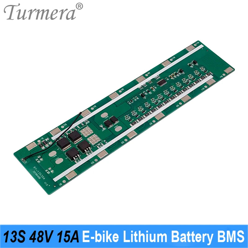 Turmera 48V Silver Fish Battery 13S5P 18650 Holder with 13S 15A Balancing BMS Welding Nickel for 52V Electric Bike Batteries Use
