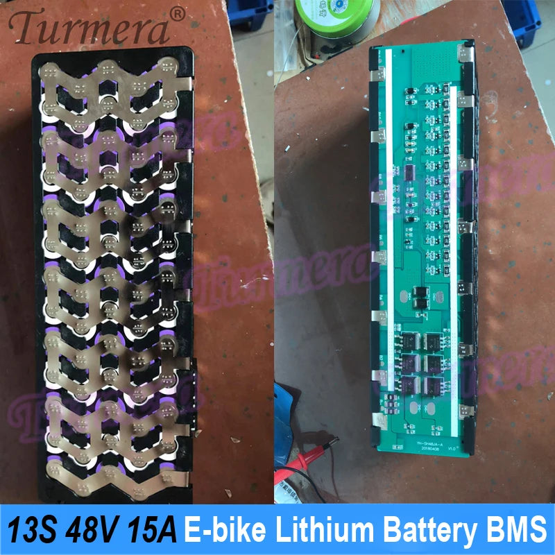 Turmera 48V Silver Fish Battery Bracket | 13S5P | 15A BMS | E-Bike