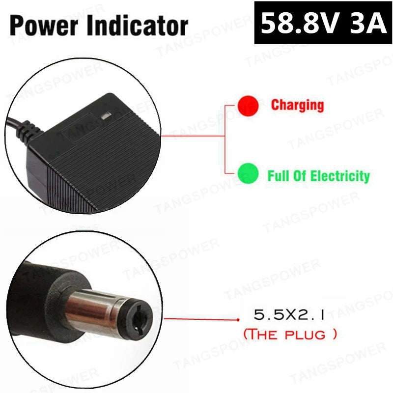 52V Battery Charger | 58.8V 3A 150W | Cooling Fan