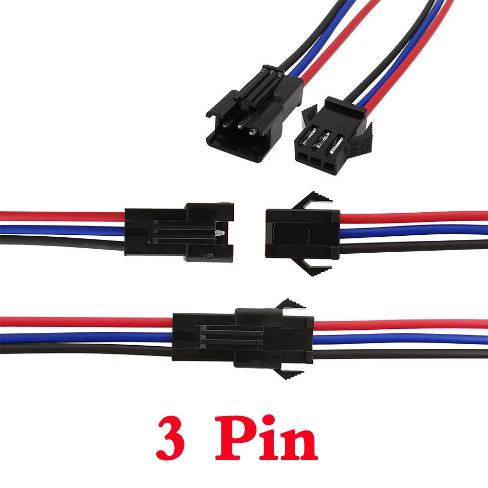 JST SM LED Connector Cables | 2–6 Pin Male & Female | RGB Strip Light