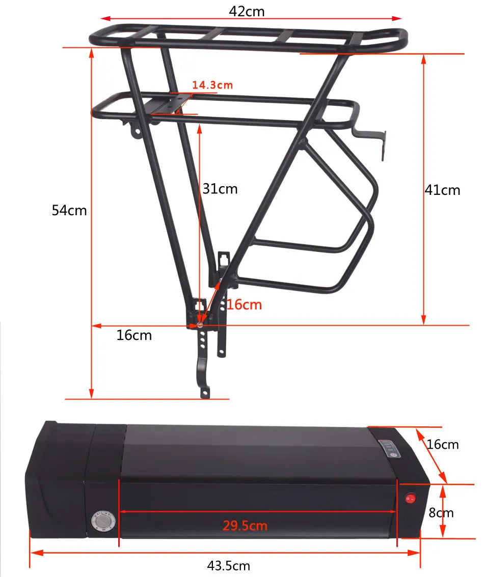 E-Bike Battery Case | 5V USB Luggage Rack Box | 10S-20S Builds