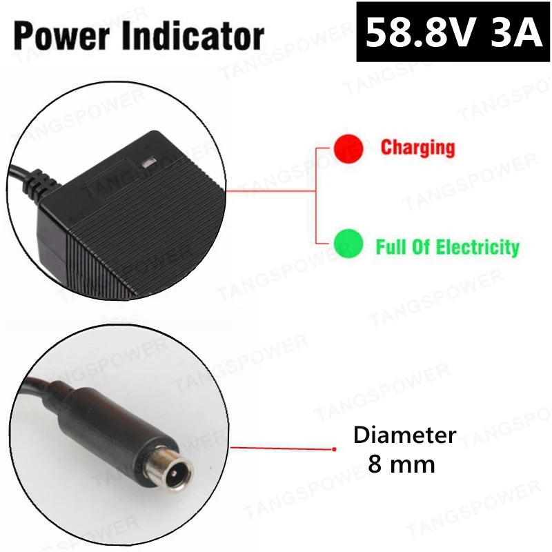 52V Battery Charger | 58.8V 3A 150W | Cooling Fan