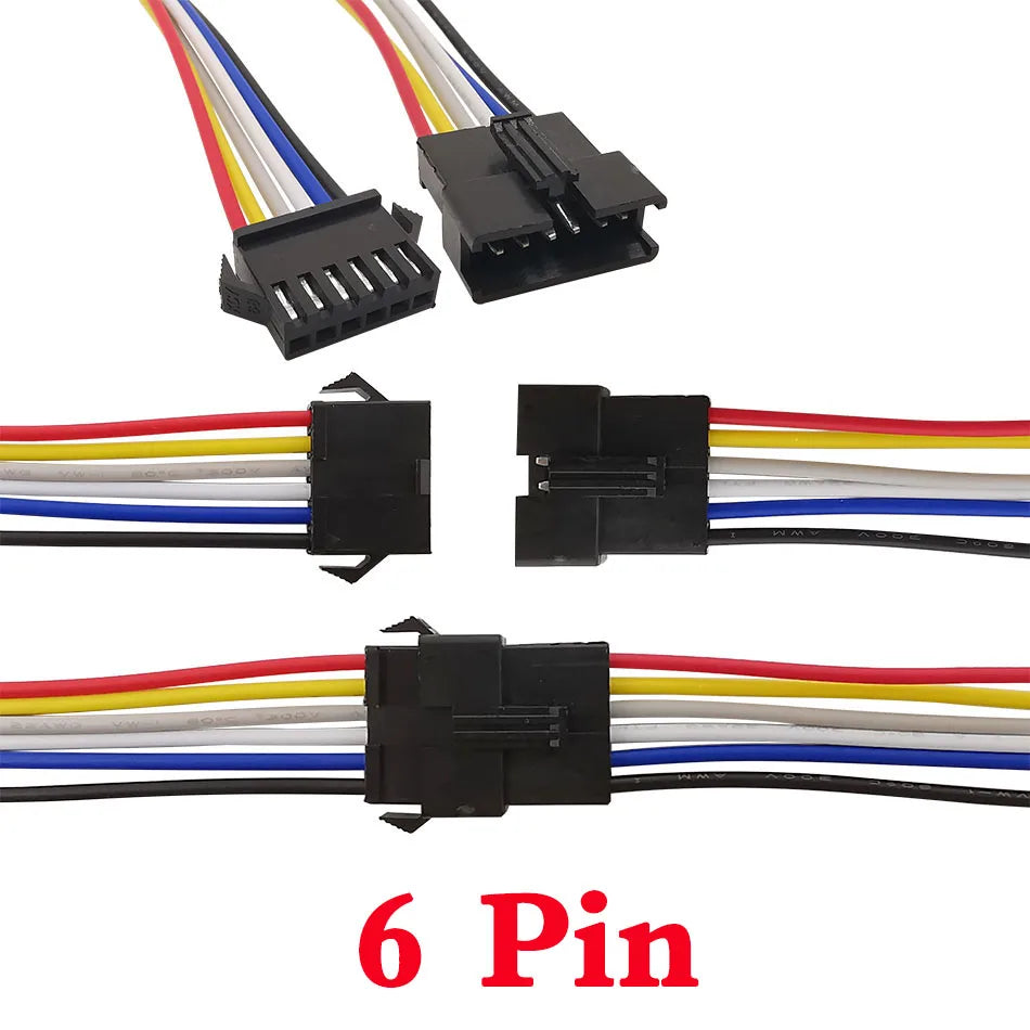 JST SM LED Connector Cables | 2–6 Pin Male & Female | RGB Strip Light