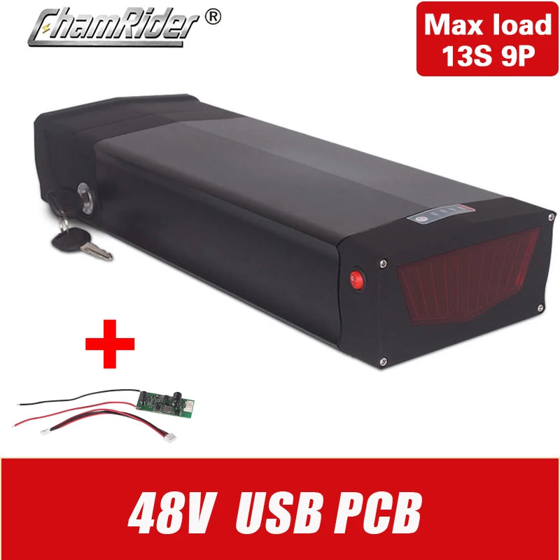 E-Bike Battery Case | 36-72V Box & Rack | 5V USB Options