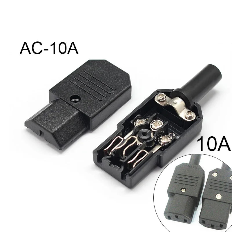 Inlet Plug Pin Connector 3 Pin IEC320 C14 Electrical Socket LED 250V Rocker Switch Brass 10A Fuse Computer Mount Accessories