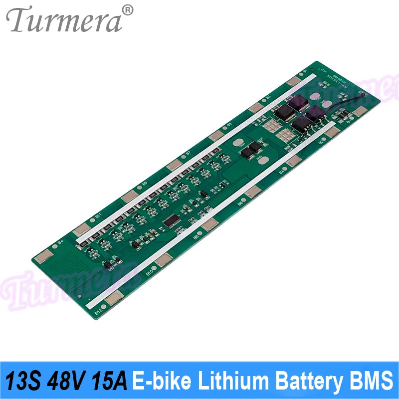 Turmera 48V Silver Fish Battery 13S5P 18650 Holder with 13S 15A Balancing BMS Welding Nickel for 52V Electric Bike Batteries Use
