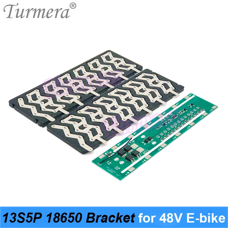 Turmera 48V Silver Fish Battery 13S5P 18650 Holder with 13S 15A Balancing BMS Welding Nickel for 52V Electric Bike Batteries Use