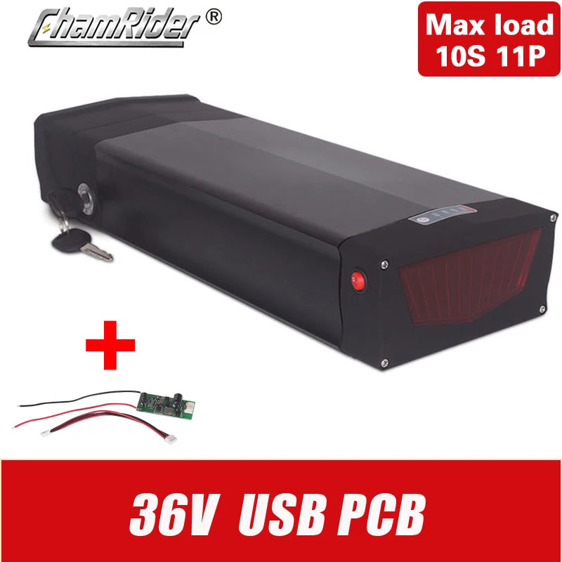 E-Bike Battery Case | 36-72V Box & Rack | 5V USB Options