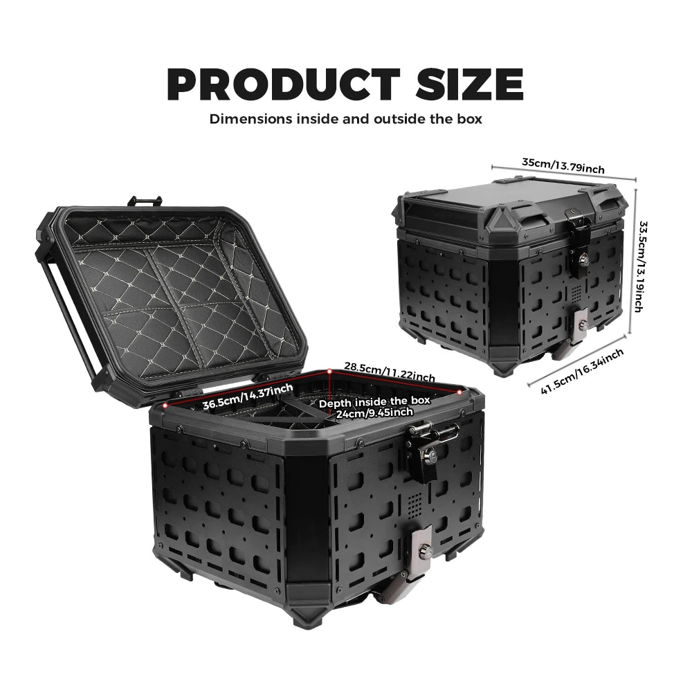 45L Aluminum Top Case | Lockable Rear Luggage Box
