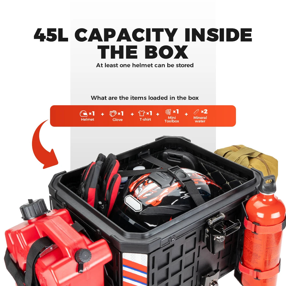 45L Aluminum Top Case | Lockable Rear Luggage Box