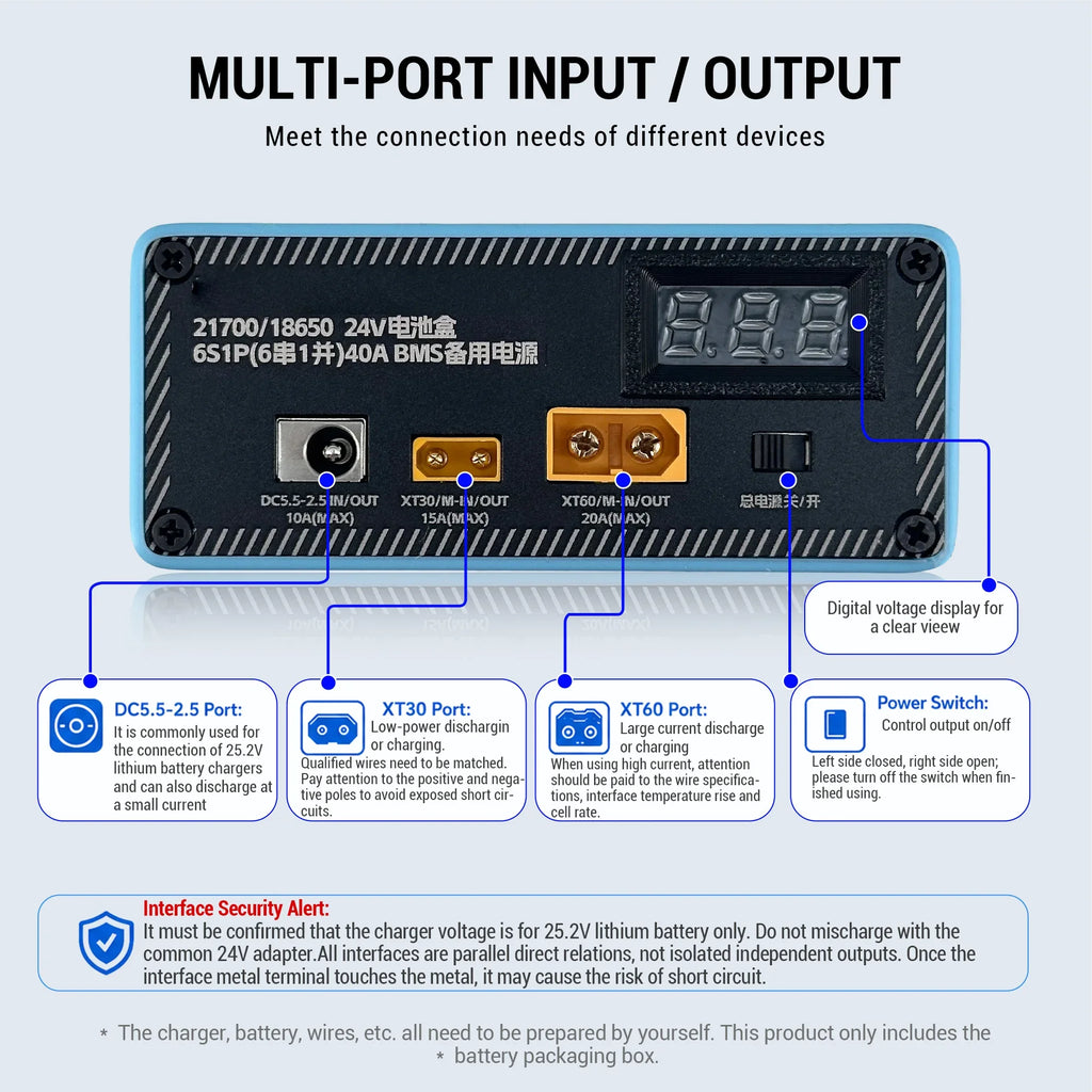 21700 6S1P Battery Box Kit | Weld-Free + Built-in 40A BMS | DIY 25.2V Backup Power Supply