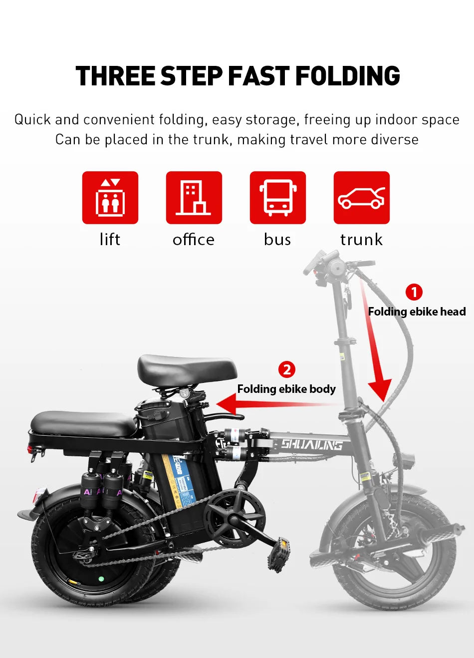 14in Folding E-Bike | 48V 400W Up to 40 km/h | Mini City Commuter