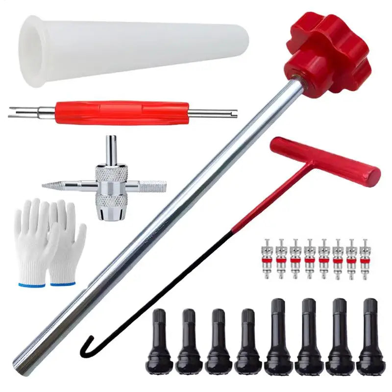 Quick-Change Tire Valve Tool Kit | Stem Install Set | Cars & Bikes