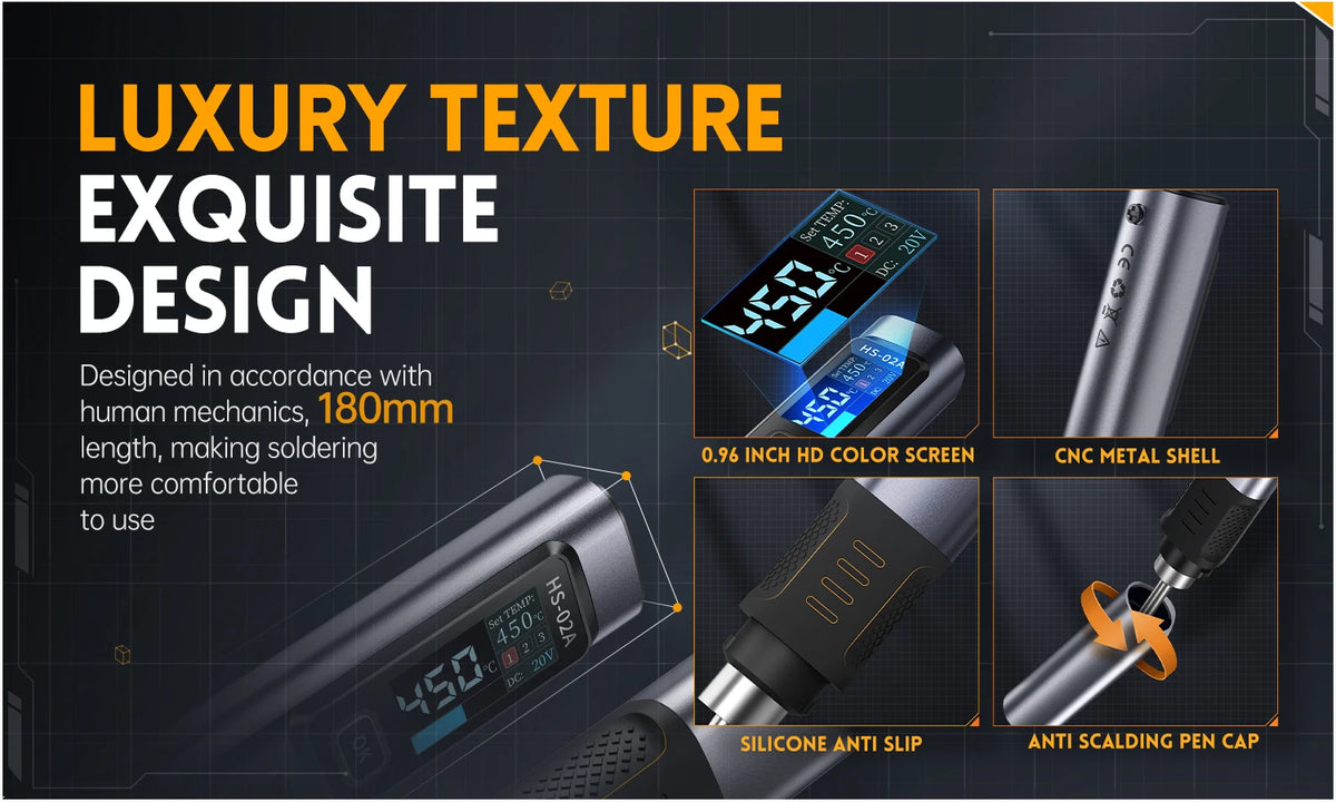 FNIRSI HS-02 Soldering Iron | Adjustable 100-450°C | PD 100W Portable