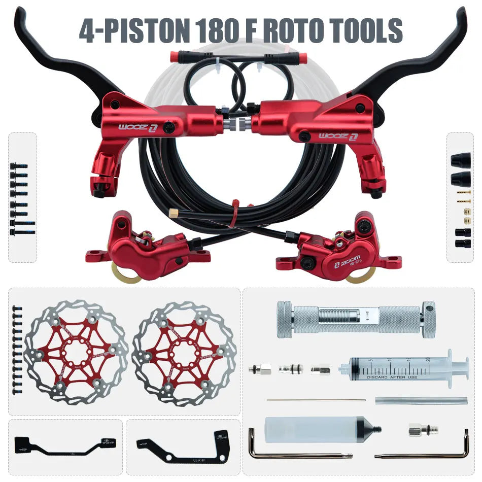 ZOOM HB-876E 4-Piston Hydraulic Disc Brake | Motor Cut-Off | 160/180/203mm
