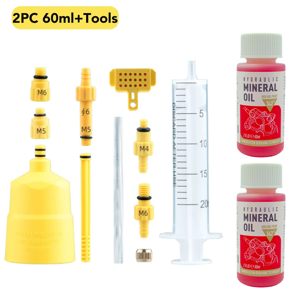 Hydraulic Disc Brake Bleed Kit + 60ml Mineral Oil | Fits Shimano, Tektro, SRAM, Nutt & Magura Brakes