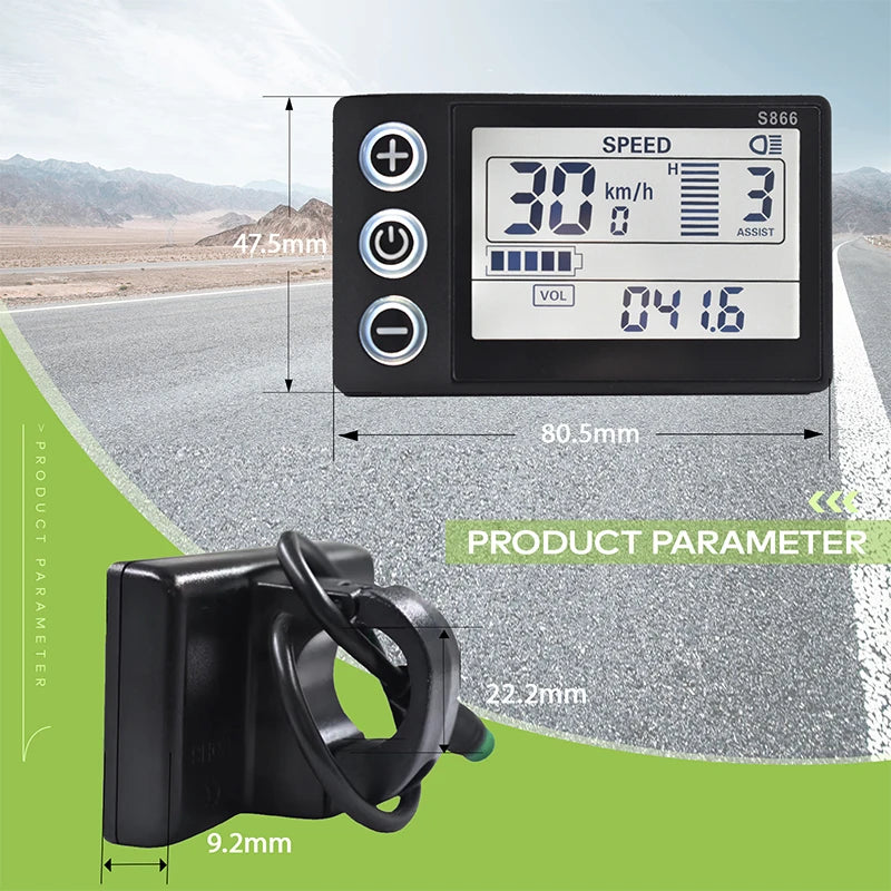S866 E-Bike Display | LCD | 24-60V Speedometer