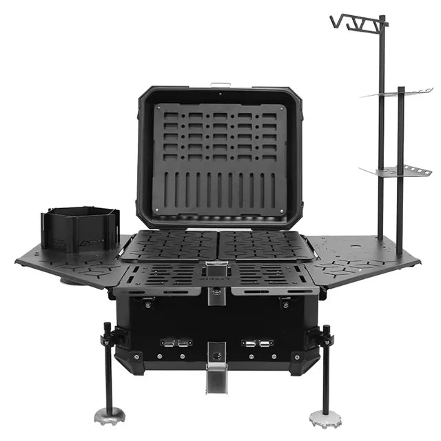 Multi-functional Aluminum Alloy Armored Tail Box - Portable Outdoor Camping Table, Durable Storage Case for Travel & Adventure