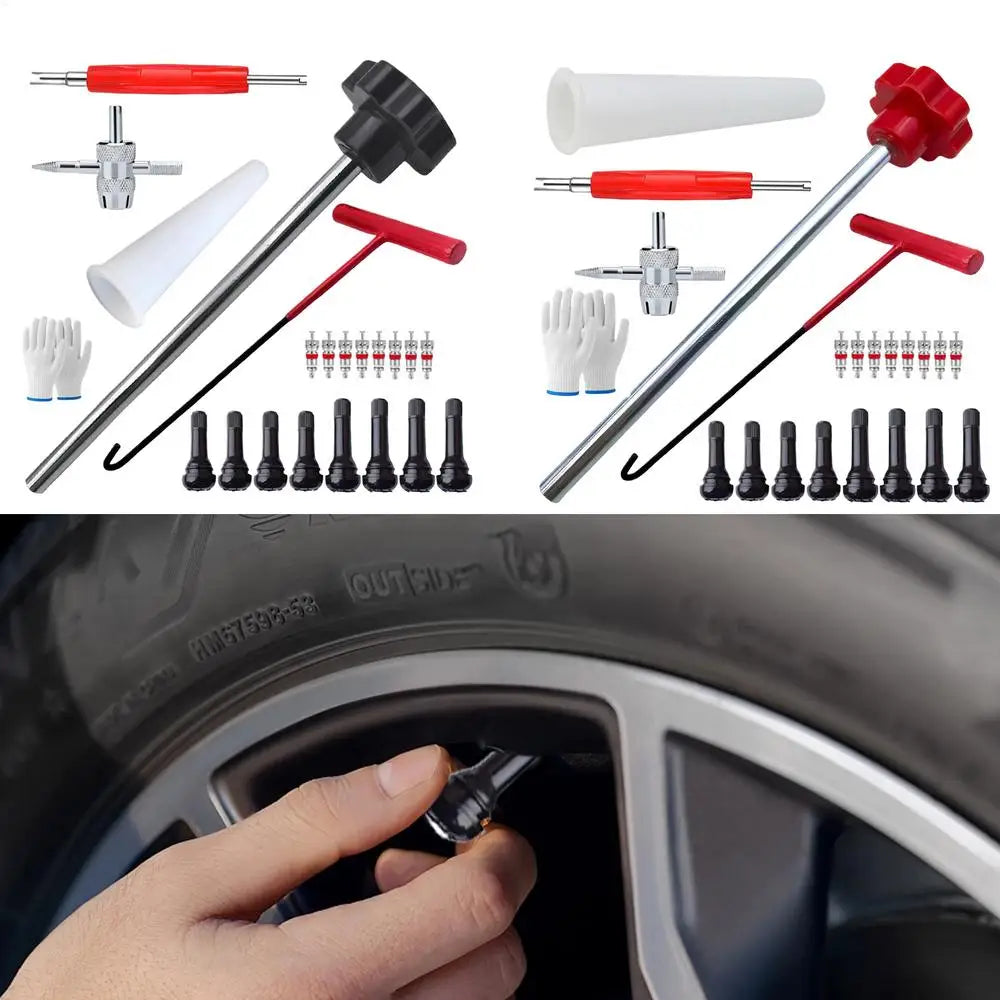 Quick-Change Tire Valve Tool Kit | Stem Install Set | Cars & Bikes