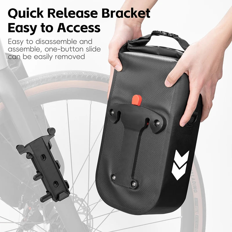 WEST BIKING Bike Front Fork Bag Quick Release Waterproof For Mtb Road Bike Bikepacking Cycling Storage Bag 5.5L Large Capacity