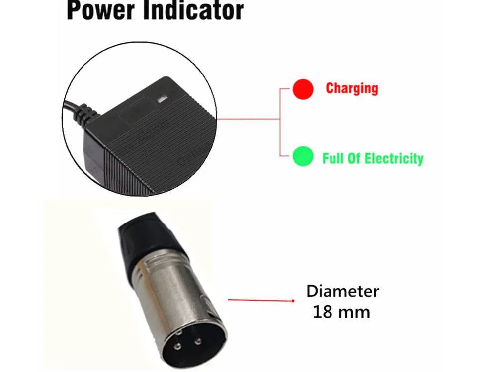 36V Lithium Battery Charger | 42V 4A | 3-Pin XLR E-Bike