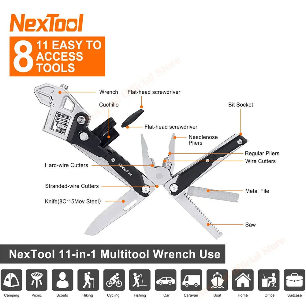 NexTool W4 11-in-1 Multitool | Wrench, Pliers & Knife | Trail Kit