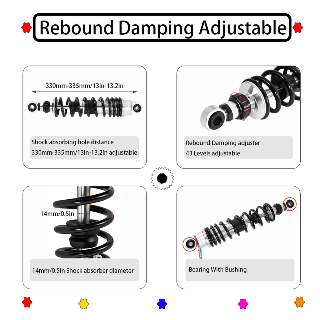Harley Touring Rear Shocks | Remote Reservoir | 2014-2023 Fit