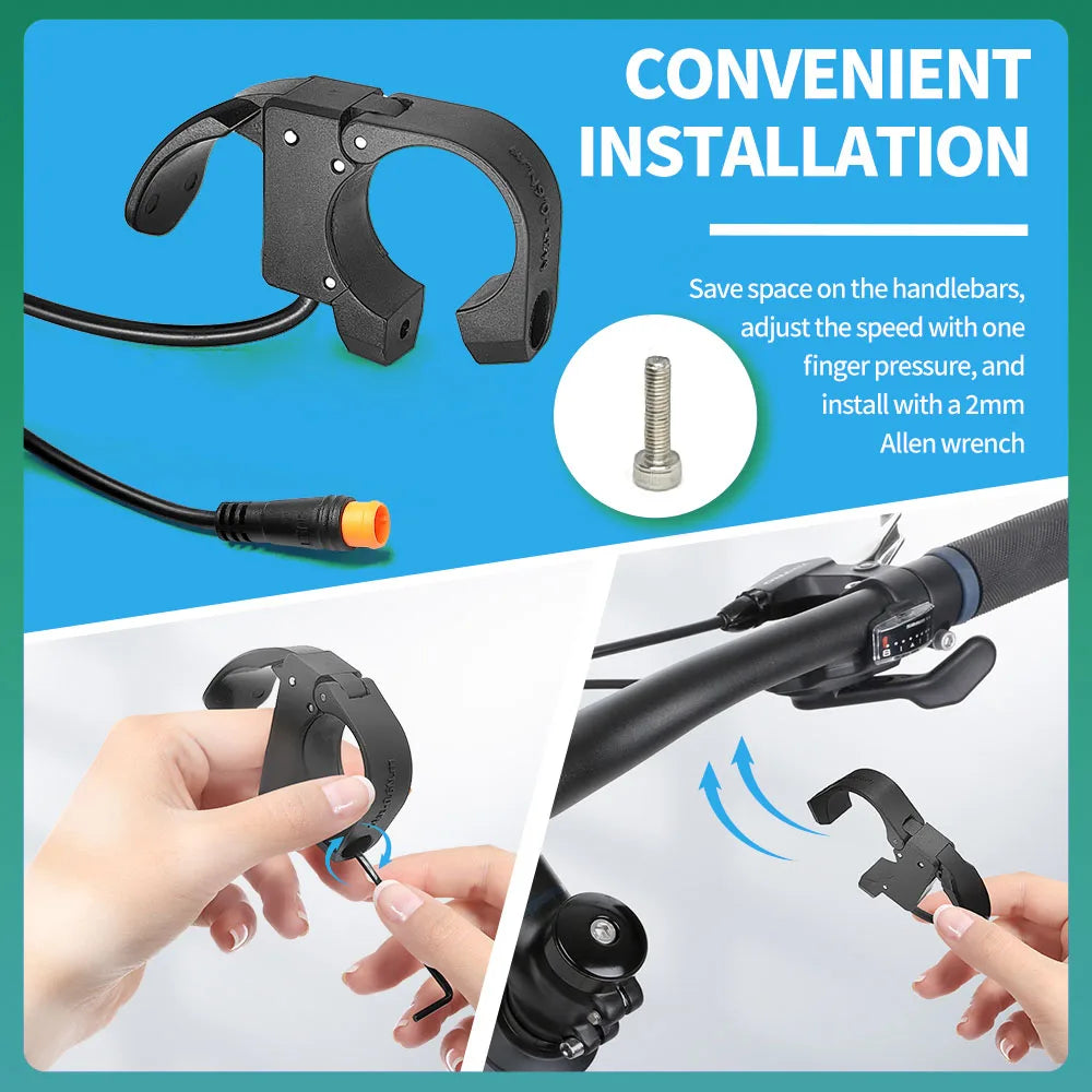 Mini Thumb Throttle 107X | 24V–72V | Left/Right E-Bike