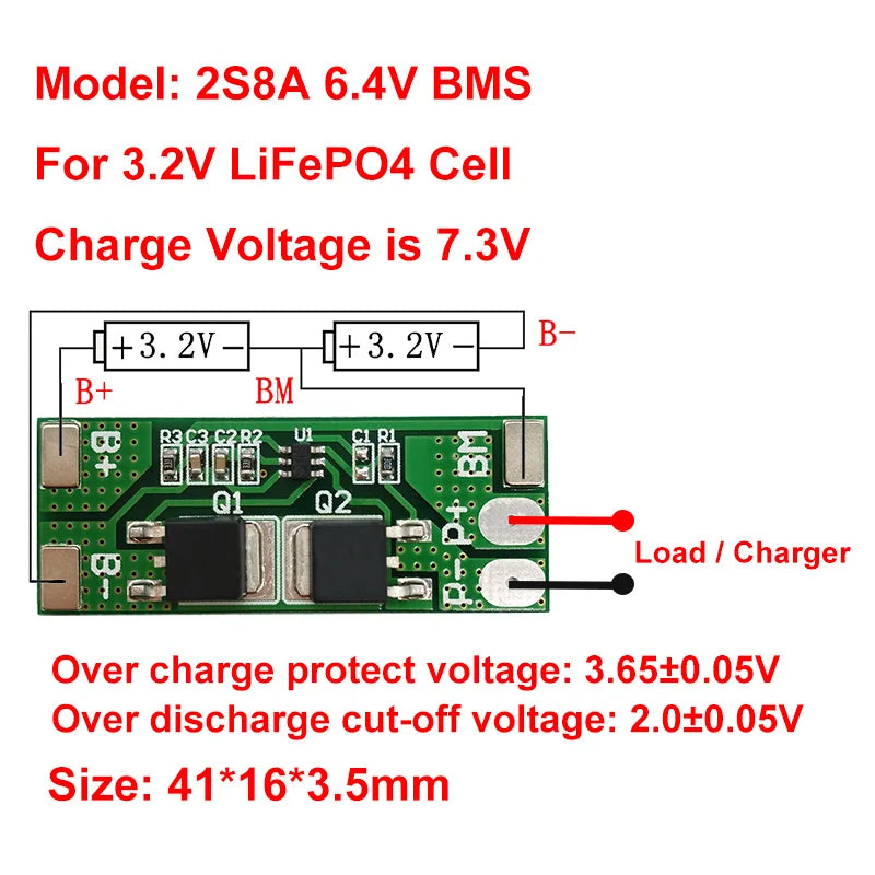 6V Empty Box 4Ah Fit 6pcs 18650 cell 6V4Ah Battery Case 6.4V 7.2V 6Ah 7.5Ah 9Ah 2S3P Holder 8A BMS For DIY Storage Battery Pack