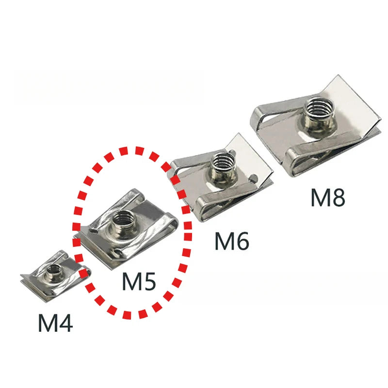 Stainless Steel U-Type Clips | M4–M8 Reed Nuts | Car, Motorcycle & Scooter