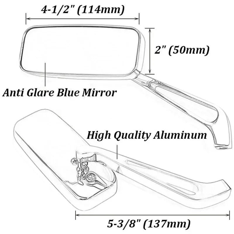 Universal Side Mirrors | Adjustable Rear-View Pair | 8mm/10mm Thread