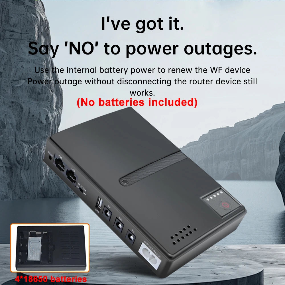 1018L 4*18650 Uninterruptible Power Supply Case  5V 9V 12V UPS Router Optical Cat Backup Power Supply No Batteries Included
