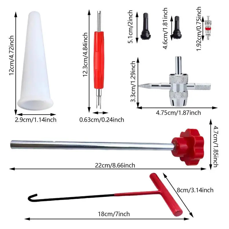 Quick-Change Tire Valve Tool Kit | Stem Install Set | Cars & Bikes