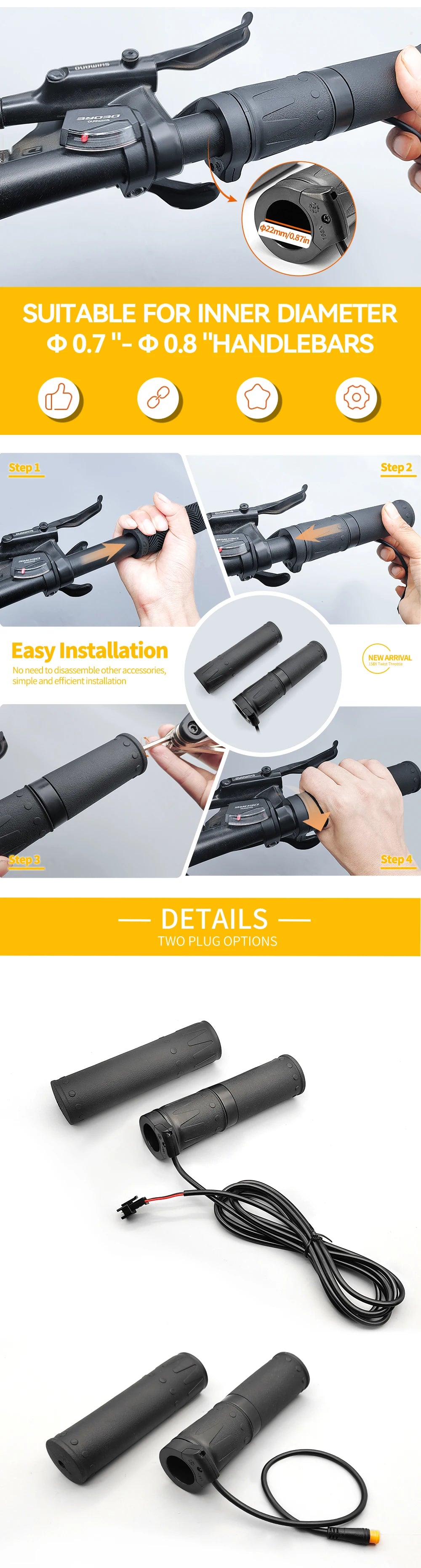 WUXING 158X Twist Throttle | Right Handle | 24–72V