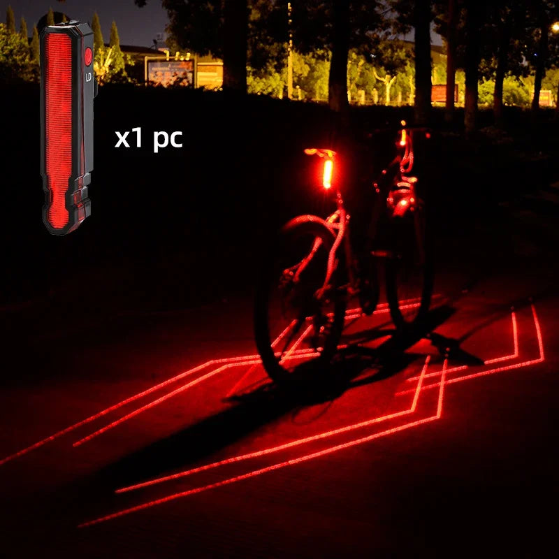 Folding Laser Bike Light Front Rear Safety Warning Bicycle Light USB Rechargeable Bike Tail Rear Light Waterproof Cycling Lamp