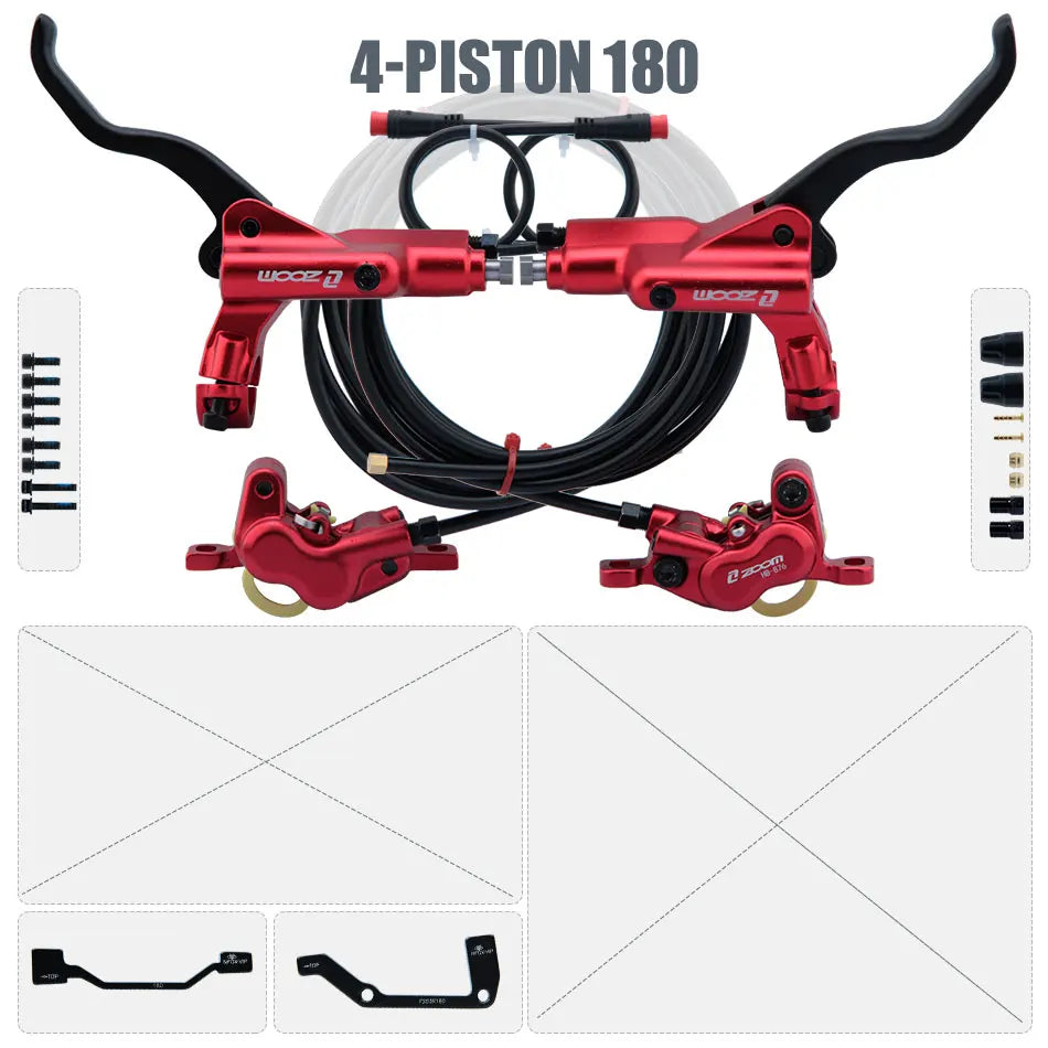 ZOOM HB-876E 4-Piston Hydraulic Disc Brake | Motor Cut-Off | 160/180/203mm
