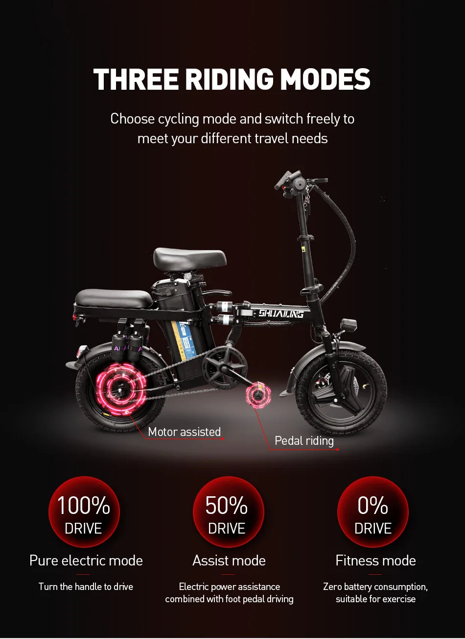 14in Folding E-Bike | 48V 400W Up to 40 km/h | Mini City Commuter