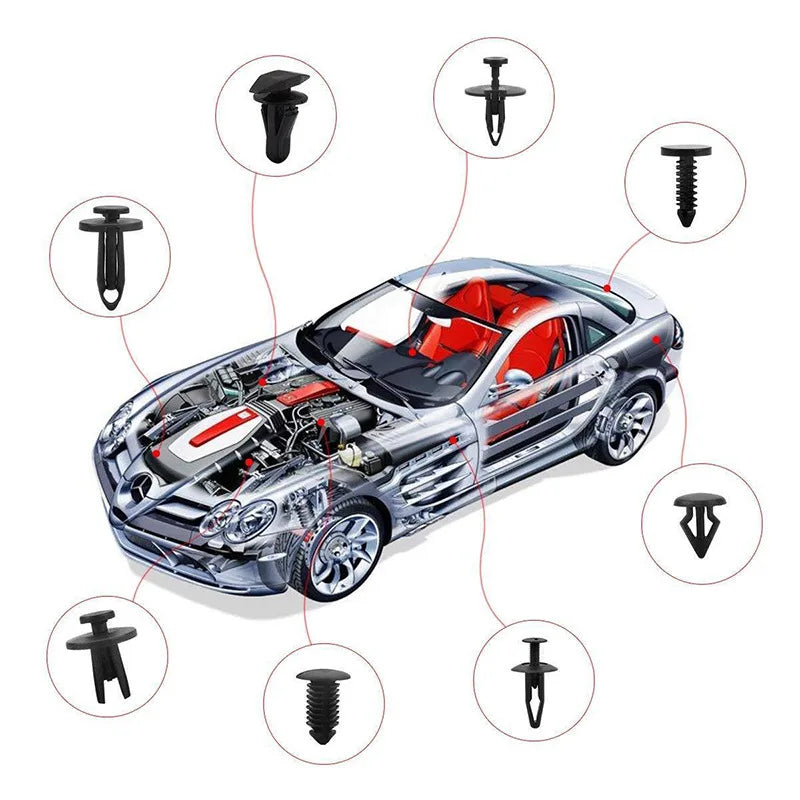 Car Fastener Clip Kit | Push Retainer Rivets | Fender, Bumper & Door Trim