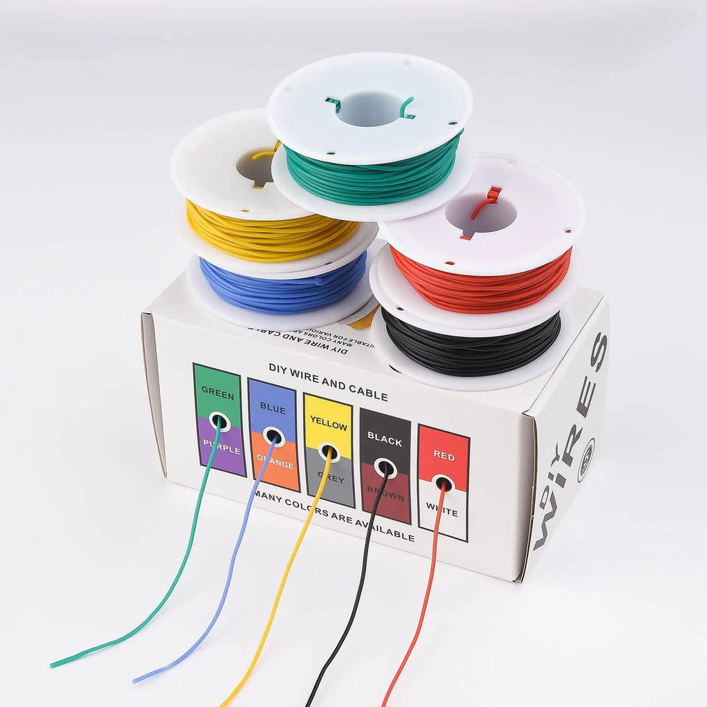 30AWG Wire Flex Silicone 30 Gauge Stranded Tinned Copper Wire, OD: 0.8mm, 5 Colors 32.8ft/10m, Electrical Connection Wire Kit