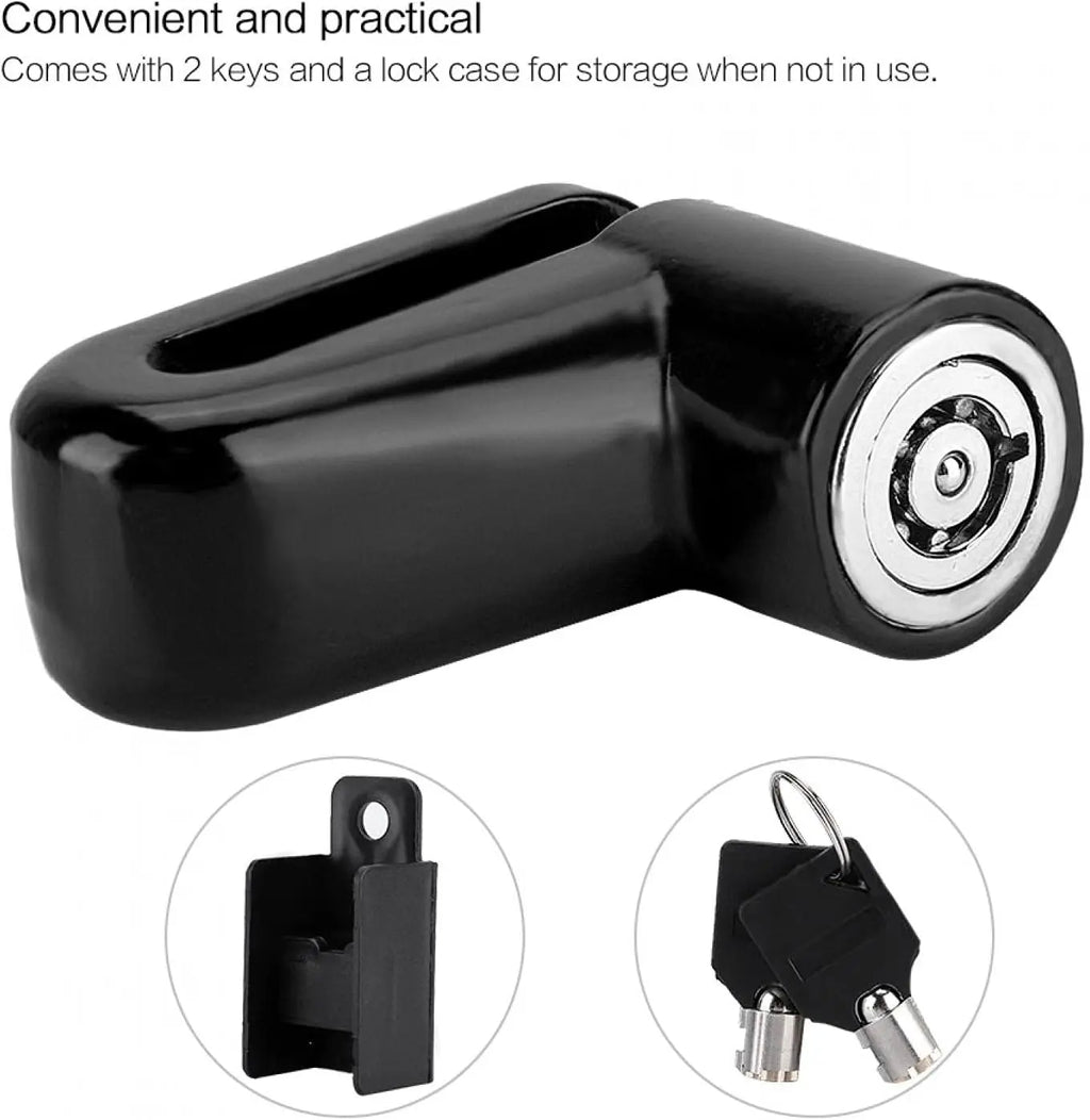 Disc Brake Lock | Anti-Theft Security for Bicycles & Motorcycles | Black/Red/Blue